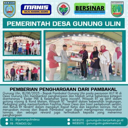 Inovasi Pambakal Gunung Ulin memberi Reward pada HUT RI